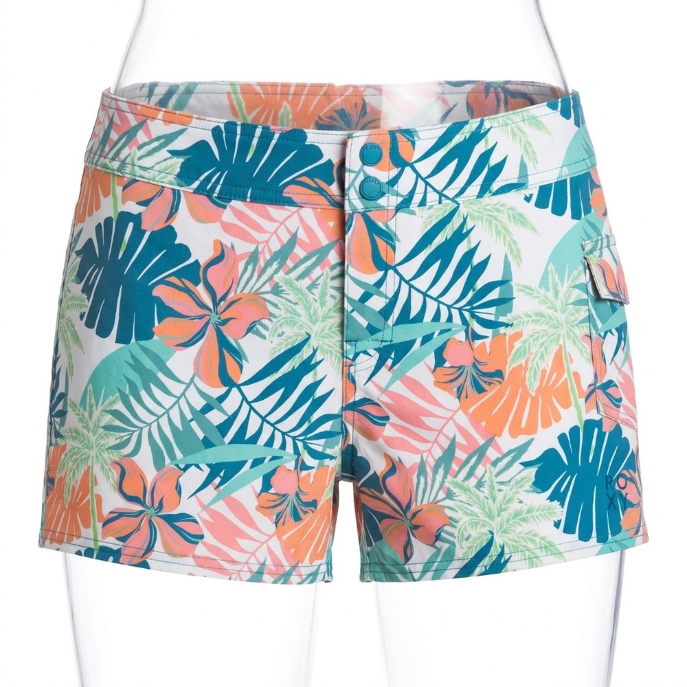 NWT Roxy Medium Board Shorts Womens Tropic Multi Floral Tropical UPF 50+